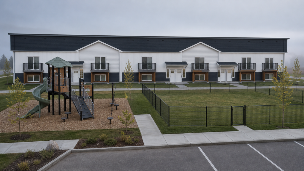 Prairie Line at Hinshaw playground and parking area, Sylvan Lake AB